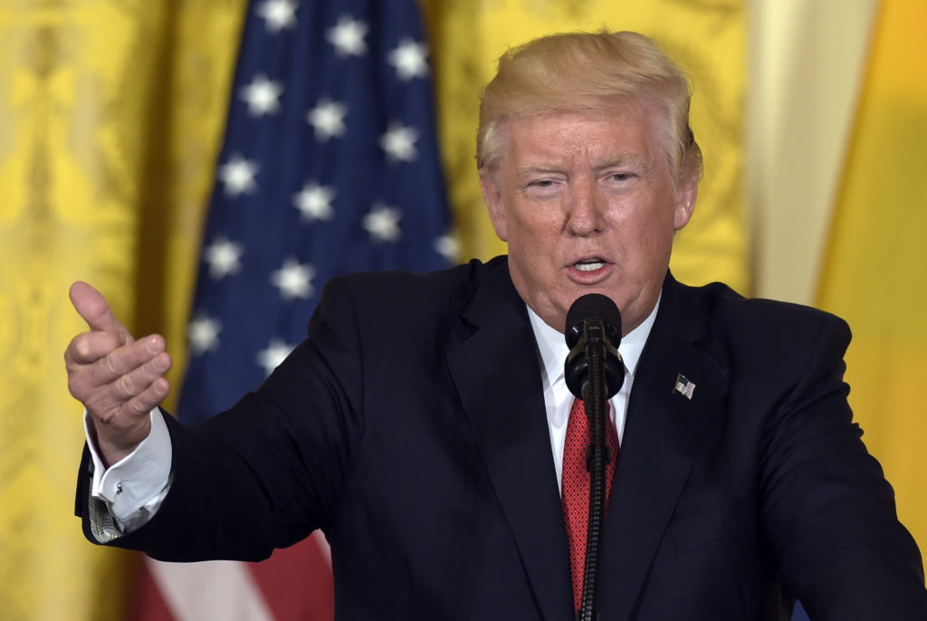 <p> In this May 18, 2017 file photo, President Donald Trump speaks in the East Room of the White House in Washington. A White House official says President Donald Trump is expected to withdraw the United States from the Paris climate accord. (AP Photo/Susan Walsh, File)</p>