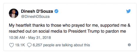@DineshDSouza: "My heartfelt thanks to those who prayed for me, supported me & reached out on social media to President Trump to pardon me"
