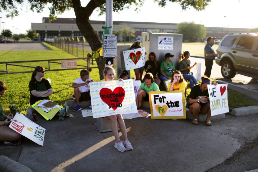 Santa Fe High School supporters gathered outside the school to extend their support