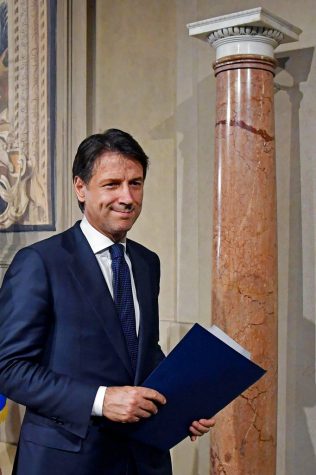 Giuseppe Conte addresses the media