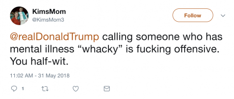 @realDonaldTrump calling someone who has mental illness "whacky" is f---ing offensive. You half-wit.