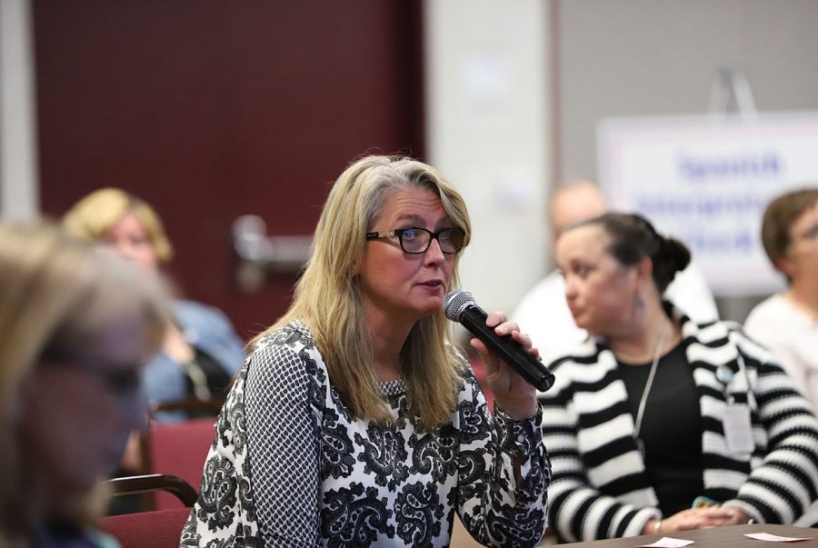 Jaculyn Zigtema, special education director for Whitehouse ISD, speaks during a Texas Education Agency hearing on special education funding in Richardson on April 16, 2018.