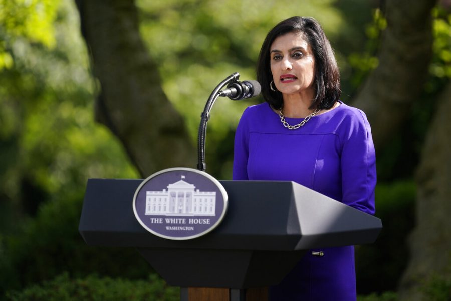 Administrator of the Centers for Medicare and Medicaid Services Seema Verma speaks at an event on protecting seniors with diabetes in the Rose Garden White House, May 26, in Washington. 