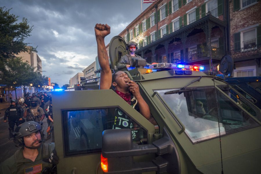 Protester Kendrick Cutkelvin of Savannah