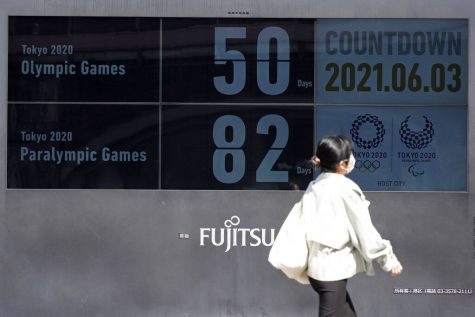 Countdown clock showing 50 days until the Tokyo Olympics.