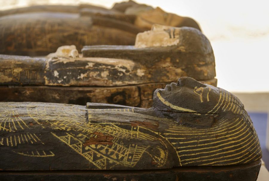 Painted coffins with well-preserved mummies inside