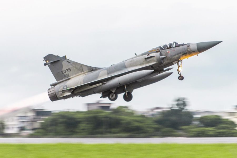 A French made Mirage fighter jet takes off from an airbase near Pingtung in Southern Taiwan in late May. The Taiwan military launched the missile to test combat readiness and demonstrate firepower. The country is facing growing tensions with the Chinese government as it engages in trade talks with the U.S. Taiwan sent up fighter planes and put its air defense missile systems on alert after China sent 30 military aircraft toward Taiwan.
