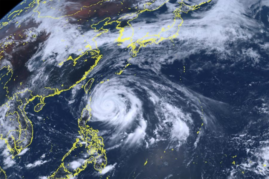 This satellite image shows Typhoon Mawar approaching Philippine northern provinces May 29, 2023. 