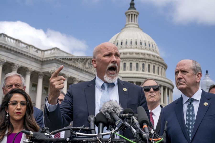 Rep. Chip Roy, R-Texas, a member of the House Rules Committee, joins other lawmakers from the conservative House Freedom Caucus at the Capitol on May 30, 2023, to voice objections to the debt limit deal reached by House Speaker Kevin McCarthy, R-Calif., and President Joe Biden over Memorial Day Weekend.