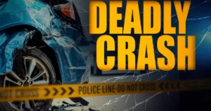 Police investigate a crashed SUV near a roadway after a high-speed chase in Maryland
